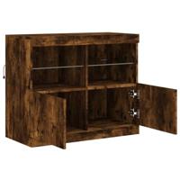 Dressoir met LED-verlichting 81x37x67 cm gerookt eikenkleurig - thumbnail