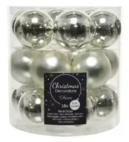 Decoris kerstballen glas zilver 4cm 18st - thumbnail