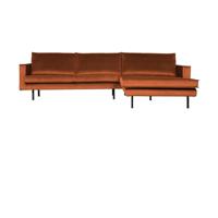WOOOD Rodeo bank chaise longue rechts velvet Roest - thumbnail