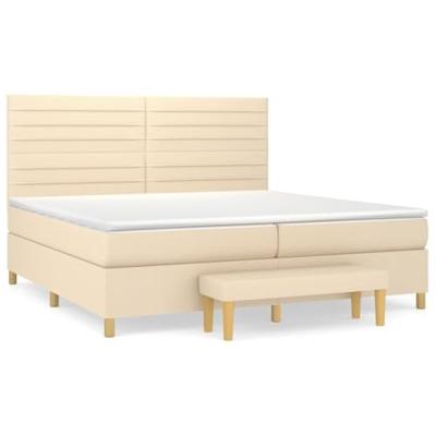 Boxspring met matras stof crèmekleurig 200x200 cm
