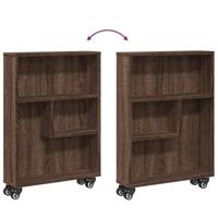 Opbergtrolley smal 48x13x68 cm bewerkt hout bruin eikenkleurig - thumbnail