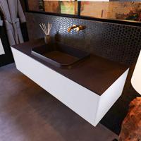 Badkamermeubelset Mondiaz Erin 120 cm met 1 Lade met RIDGE Wastafel Midden Urban Zonder Kraangaten Greeploos Mat Cale - thumbnail