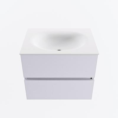 MONDIAZ VICA 60cm badmeubel onderkast Cale 2 lades. Wastafel MOON midden 1 kraangat, kleur Talc.