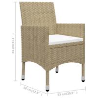 5-delige Bistroset poly rattan en gehard glas beige - thumbnail