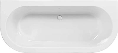 Saqu Line half vrijstaand bad met 2 ligzijdes back-to-wall 160x75cm glans wit acryl incl. afvoerplug wit