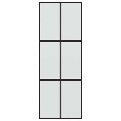 Schuifdeur 90x205 cm gehard glas en aluminium zwart Schuifdeur 90x205 cm gehard glas en aluminium zwart