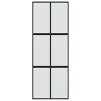 Schuifdeur 90x205 cm gehard glas en aluminium zwart - thumbnail