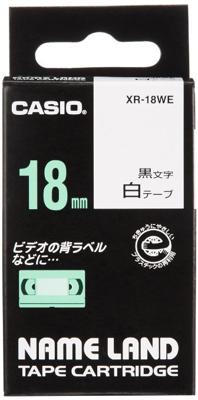 Huismerk Casio XR-18WE Labeltape 18mm Zwart op Wit Huismerk Casio XR-18WE Labeltape 18mm Zwart op Wit