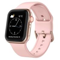 By Qubix - Soft siliconen bandje met gespsluiting - Roze - Compatible met Apple Watch 38mm / 40mm / 41mm / 42mm - Compatible Apple watch bandjes - thumbnail