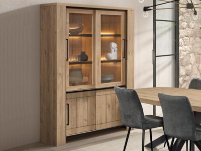 Vitrinekast URGOT 4 deuren castle eik met led