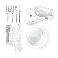 Nedis kahm110cwt handmixer 200 w 5-snelheden turbo-functie draaikom / 2 deeghaken / 2 kloppers grijs / wit - thumbnail