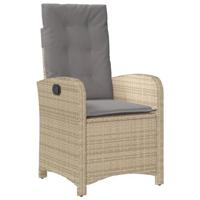 Tuinstoel verstelbaar met kussens poly rattan gemengd beige - thumbnail