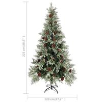 VidaXL Kerstboom met dennenappels 225 cm pvc en pe groen en wit - thumbnail