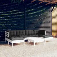 7-delige Loungeset met kussens grenenhout wit - thumbnail