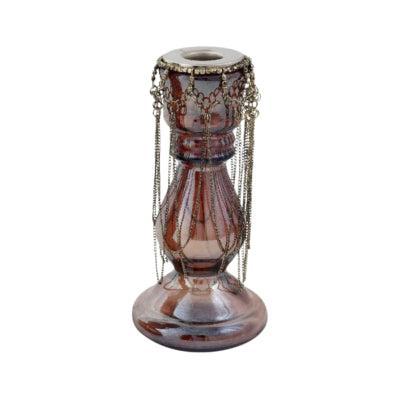 PTMD kandelaar met ketting aya paars 18 cm | 6 stuks