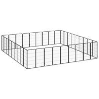 Hondenkennel 36 panelen 50 x 100 cm gepoedercoat staal zwart - thumbnail