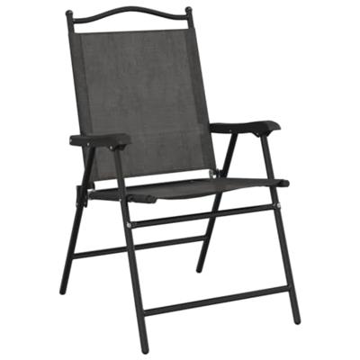 Tuinstoelen 2 st inklapbaar staal en textileen gemleerd grijs - thumbnail