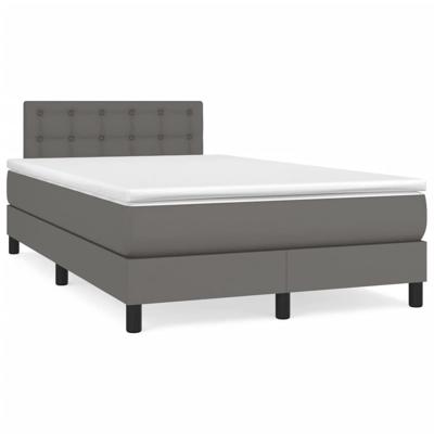 Boxspring met matras kunstleer grijs 120x190 cm