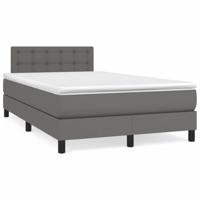 Boxspring met matras kunstleer grijs 120x190 cm - thumbnail