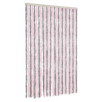 VidaXL Vliegengordijn 118x220 cm chenille zilvergrijs en roze