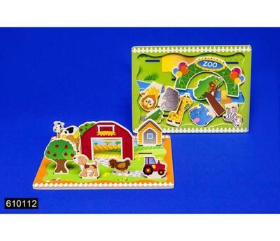 Speelplankje hout 3D Zoo/Farm 30x22