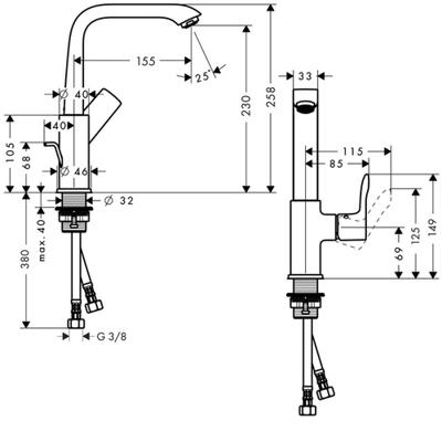 Hansgrohe Metris wastafelkraan met hoge draaibare uitloop met waste chroom 31087000 - thumbnail