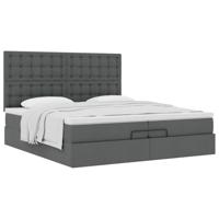 Ottoman bed met matrassen 200x200cm stof donkergrijs - thumbnail
