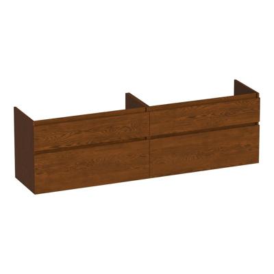 Brauer Delight - Onderkast - 160 cm - met 4 Softclose Lades Greeploos en 2 Sifon Uitsparingen - Lamellen Eiken Bruin