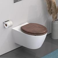 MDF WC-bril DARK WOOD met soft-close lange levensduur: extreem onbreekbaar en krasbestendig comfort en functie: geruisloos sluiten dankzij de automatische valrem eenvoudig schoon te maken dankzi - thumbnail