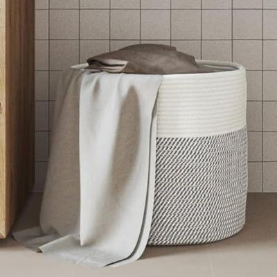 VidaXL Opbergmand ø 40x35 cm katoen grijs en wit