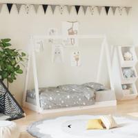 Kinderbedframe 70x140 cm massief grenenhout wit - thumbnail