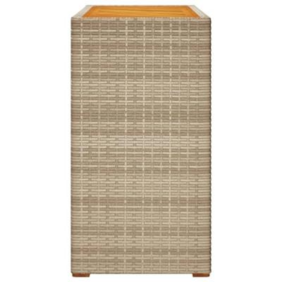 Tuinbijzettafel met houten blad 100x40x75 cm poly rattan beige - thumbnail