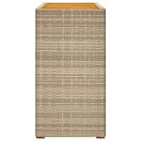 Tuinbijzettafel met houten blad 100x40x75 cm poly rattan beige - thumbnail