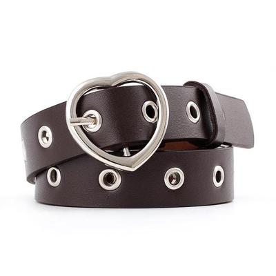 STUKS smalle dunne lederen zilveren metalen hart gesp riemen voor vrouwen riem lengte: 105cm (koffie) STUKS smalle dunne lederen zilveren metalen hart gesp riemen voor vrouwen riem lengte: 105cm (koffie)