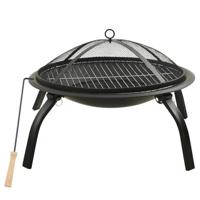 VidaXL Vuurschaal en barbecue 2-in-1 met pook 56x56x49 cm staal - thumbnail