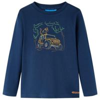 Kindershirt met lange mouwen terreinwagenprint 92 marineblauw - thumbnail