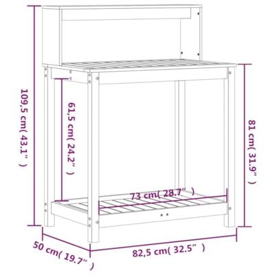 Oppottafel met schappen 82,5x50x109,5 cm massief grenenhout wit Oppottafel met schappen 82,5x50x109,5 cm massief grenenhout wit