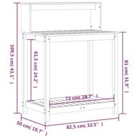 Oppottafel met schappen 82,5x50x109,5 cm massief grenenhout wit - thumbnail