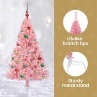 VidaXL Kunstmatig voorverlicht kerstboom met 150 led roze 150 cm pvc - thumbnail