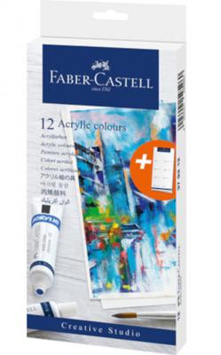 Faber Castell FC-379212 Acrylverf 12 Tubes + Sjabloon Kleurenkaart Faber Castell FC-379212 Acrylverf 12 Tubes + Sjabloon Kleurenkaart