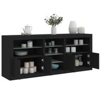 Dressoir met LED-verlichting 162x37x67 cm zwart - thumbnail
