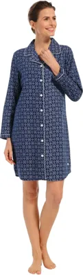 Nachthemd dames Flanel - Classic Blue - Katoenen nachtjapon