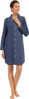 Nachthemd dames Flanel - Classic Blue - Katoenen nachtjapon - thumbnail