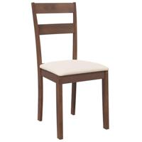 Eetkamerstoelen met kussens 2 st massief hout rubber bruin - thumbnail