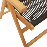 Tuinstoelen 8 st verstelbaar massief acaciahout zwart - thumbnail