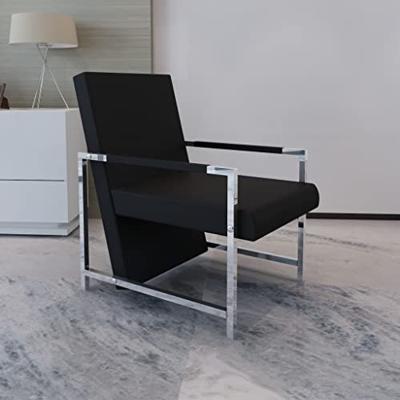 VidaXL Fauteuil met chromen poten kunstleer zwart VidaXL Fauteuil met chromen poten kunstleer zwart