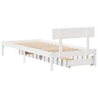 Bedframe zonder matras massief grenenhout wit 75x190 cm - thumbnail