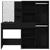 LED Kaptafel Zwart eiken 140 x 40 x 140 cm Bewerkt hout - thumbnail