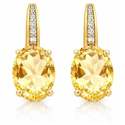 Cilla Jewels 925 Zilveren Oorbellen met Grote Citrine Steen