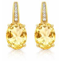 Cilla Jewels 925 Zilveren Oorbellen met Grote Citrine Steen - thumbnail
